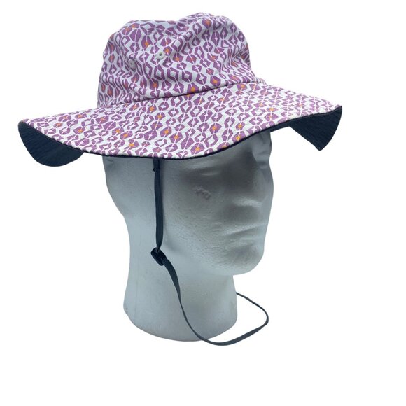 Outdoor Research Children Sun Hat Purple Patterned Chin Strap Size Small FLAW - Picture 1 of 5